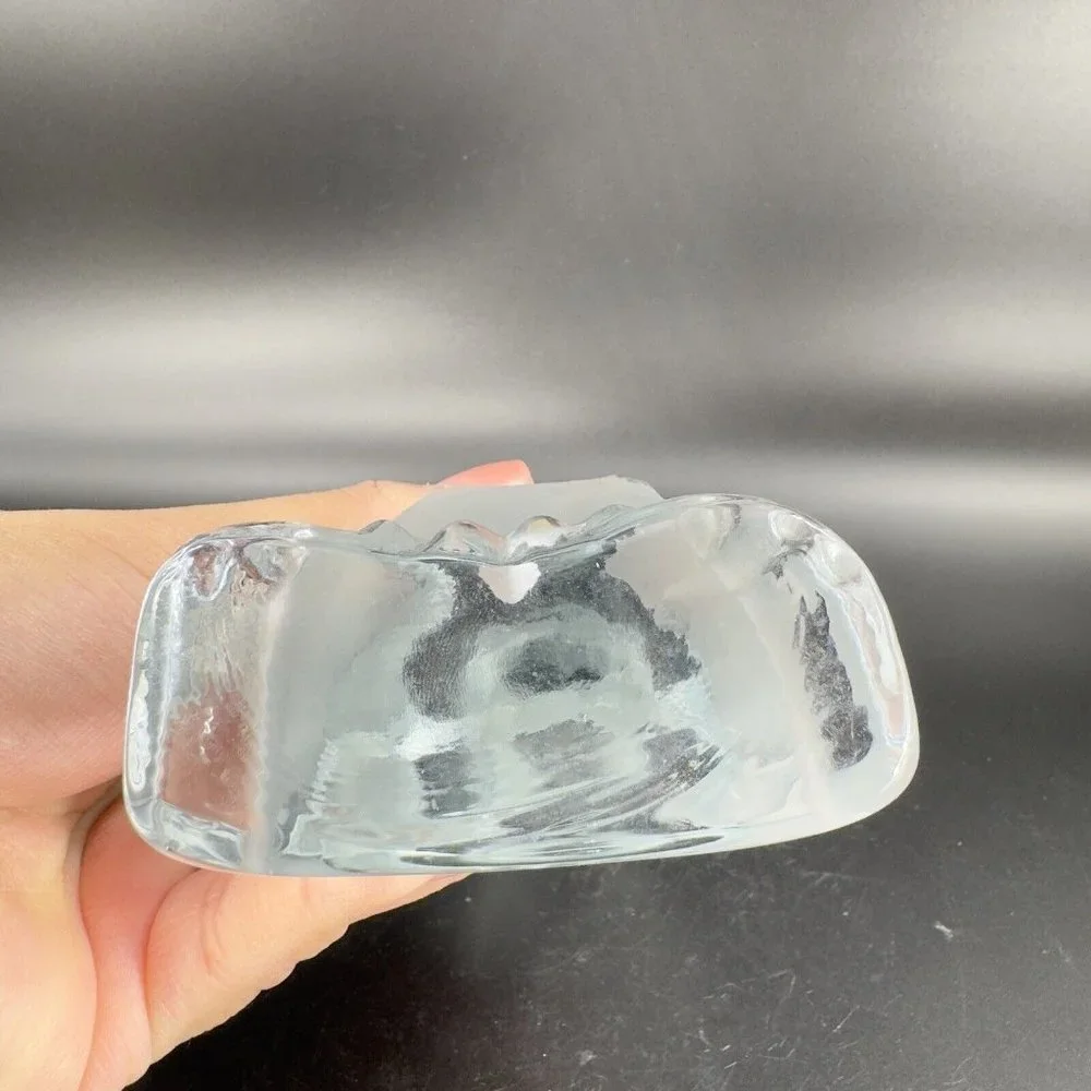 Vintage Viking Glass Clown‎ Figurine Paperweight Frosted Clear Heavy Crystal Vtg